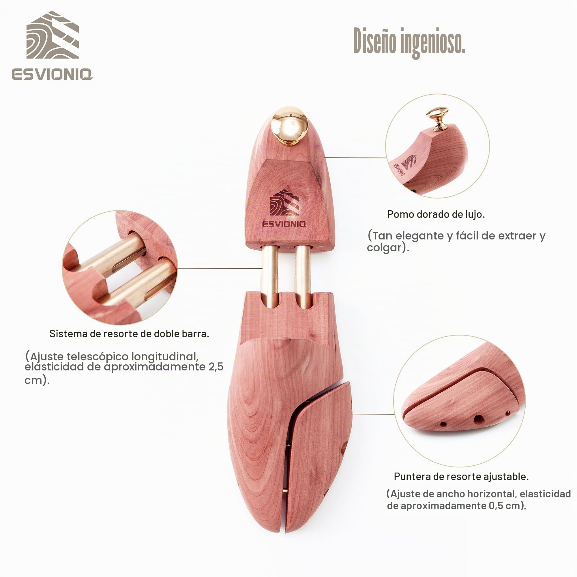 Cedar Shoe Tree,Horma de cedro con dos tubos, horma de cedro rojo para hombre, Hormas para zapatos de madera