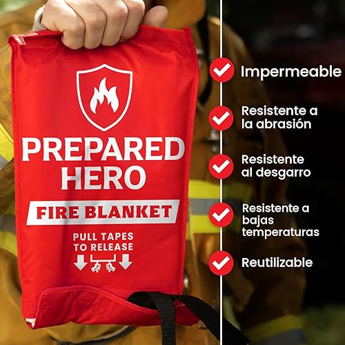 Miniatura 3 de Prepared Hero Manta de emergencia contra incendios  1 paquete  Supresión de incendios para cocina, 40 x 40 pulgadas, manta de fuego de fibra de