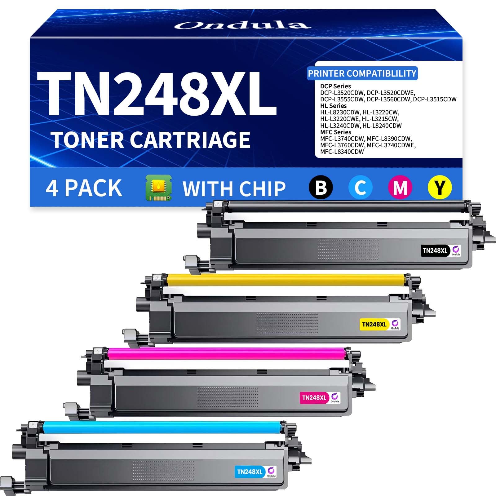 TN248XL Cartuchos de Tóner Compatible para Brother TN-248 TN-248XL TN248VAL para Brother DCP-L3560CDW HL-L3240CDW MFC-L3760CDW MFC-L3760CDW DCP-L3520CDW(BK,C,M,Y)