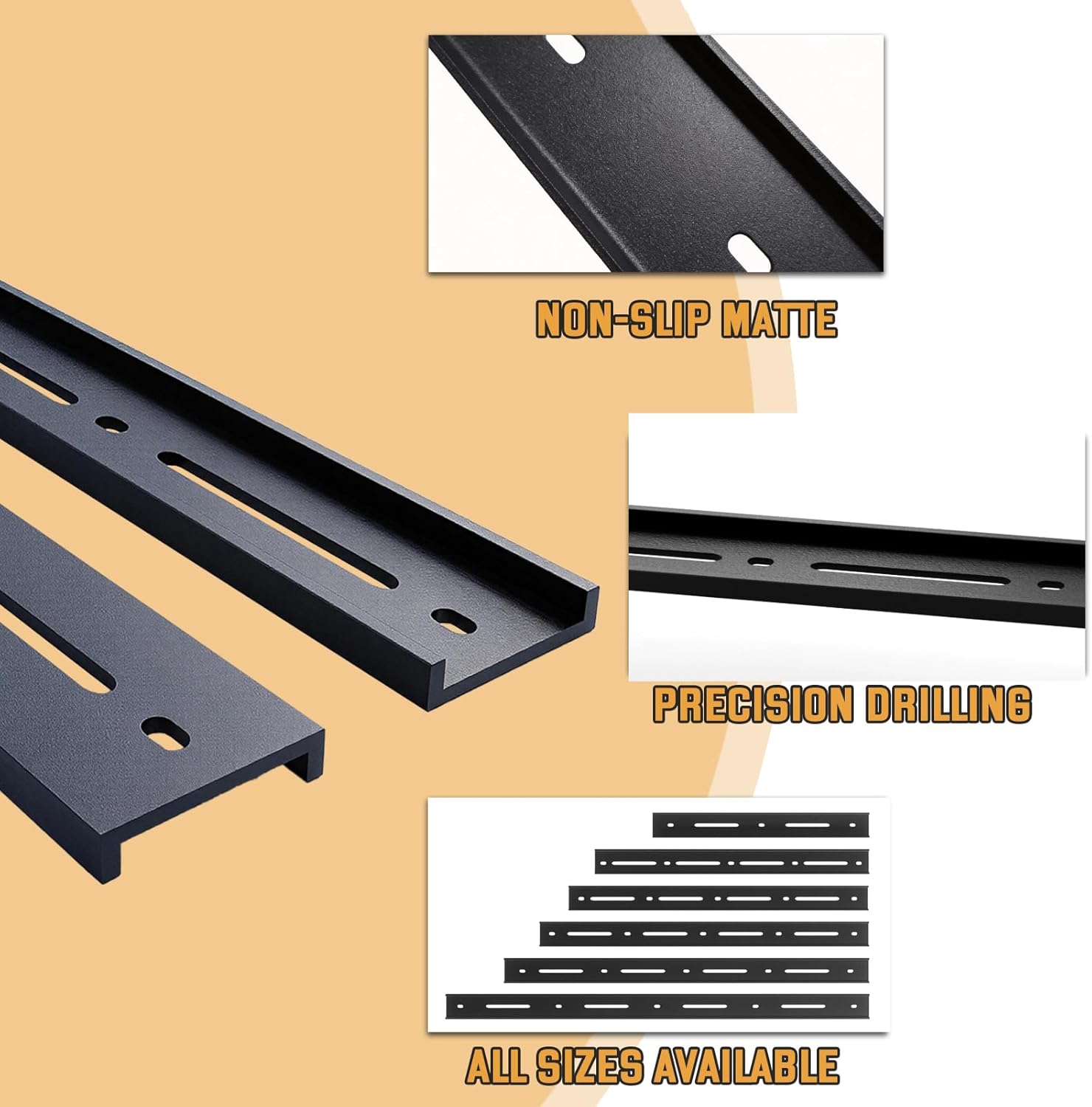 C Channel Steel Support Metal Support Bracing Hidden C Bracket for Table Top Live Edge Slab Woodworking, Black Coat Finish, 6 Holes (2 Pack Upgrade, 32 Inch)