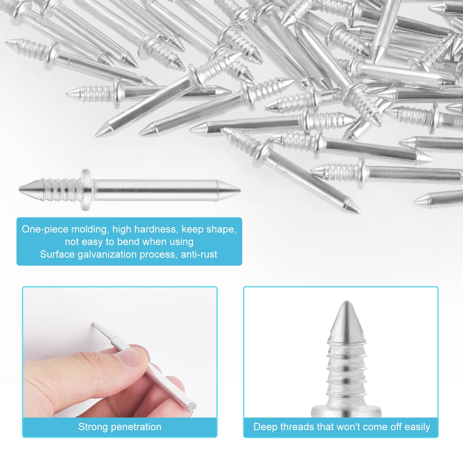 Nagels met dubbele kop, 300 stuks, naadloze spijkers met dubbelkoppige sokkeldraad, onzichtbare veiligheidsschroeven met 3 nagelspecifiek hulsgereedschap