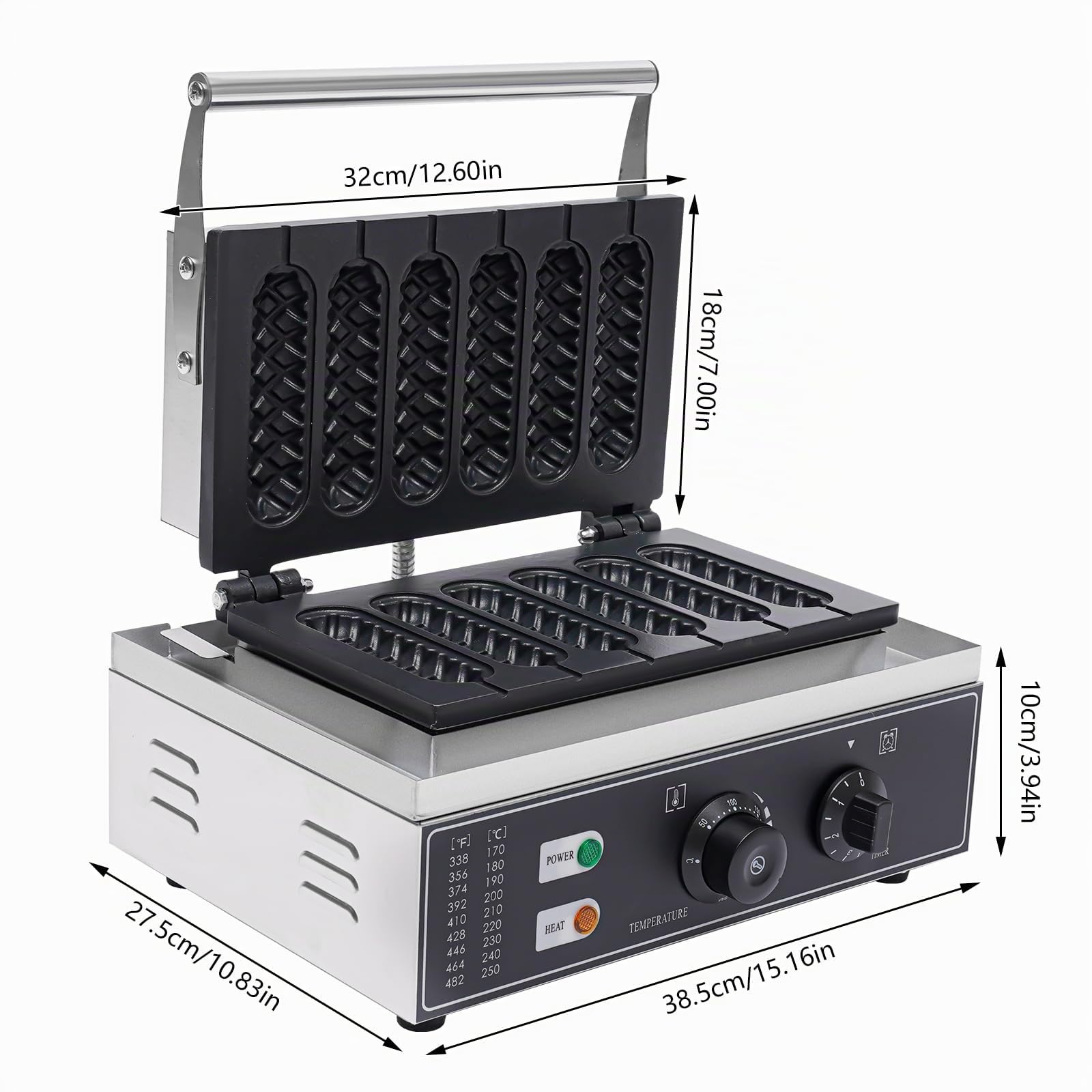 Gril de gaufres en acier inoxydable de 1500 W pour gaufres professionnelles à gaufres avec bâton