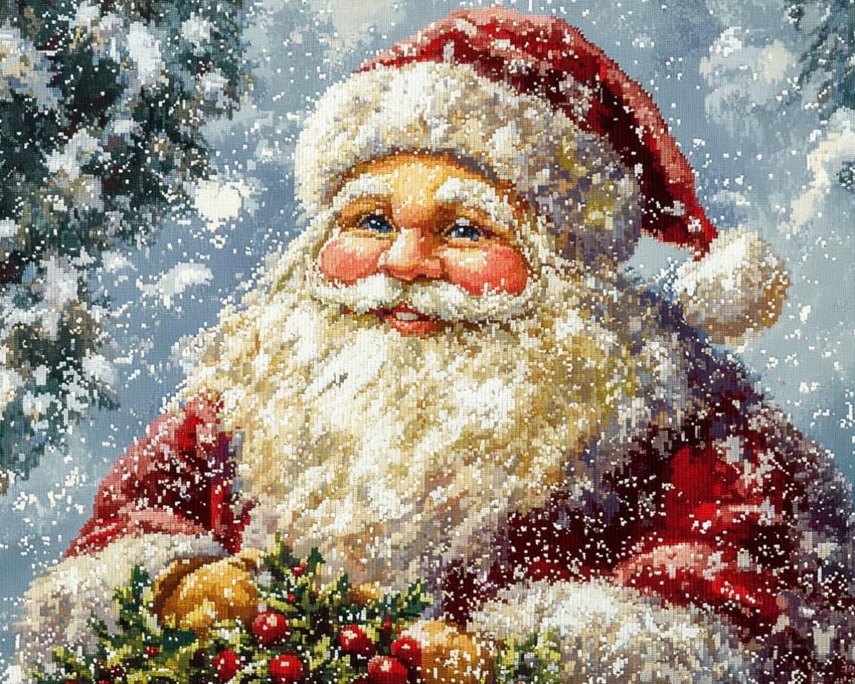 AxiangziK 16x20in Stamped Cross Stitch Kits for Beginners,Christmas Snow Scene Old Man DIY Cross Stitch Patterns Kits for Adults,11 CT Arts Craft for Home Decor