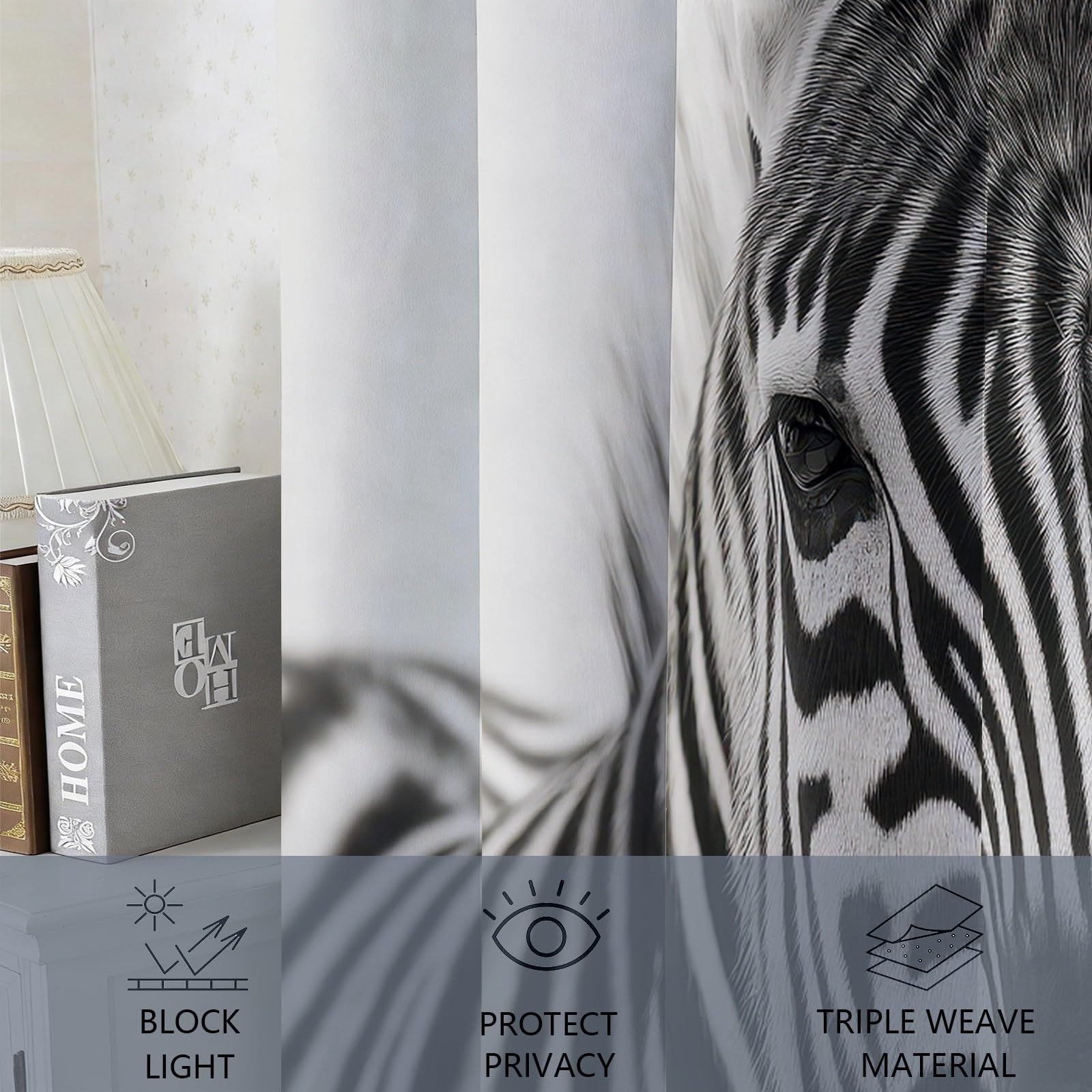 Nowoczesne zasłony zaciemniające 140 l x 160 cm, symetryczna zebra, dekoracja okienna do salonu, sypialni, izolacja termiczna, 2 panele