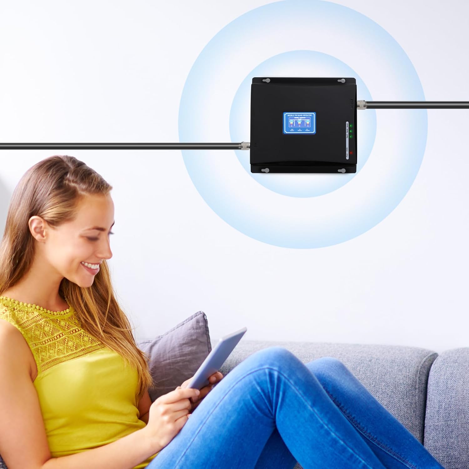 DNYSYSJ Cell Phone Booster for Home, 2150 Sq Ft Coverage, 8dbi Cell Phone Signal Booster with 50ft Cable, Supports 4g LTE 3g GSM for House, Office, Farm, Basement & Rural Area