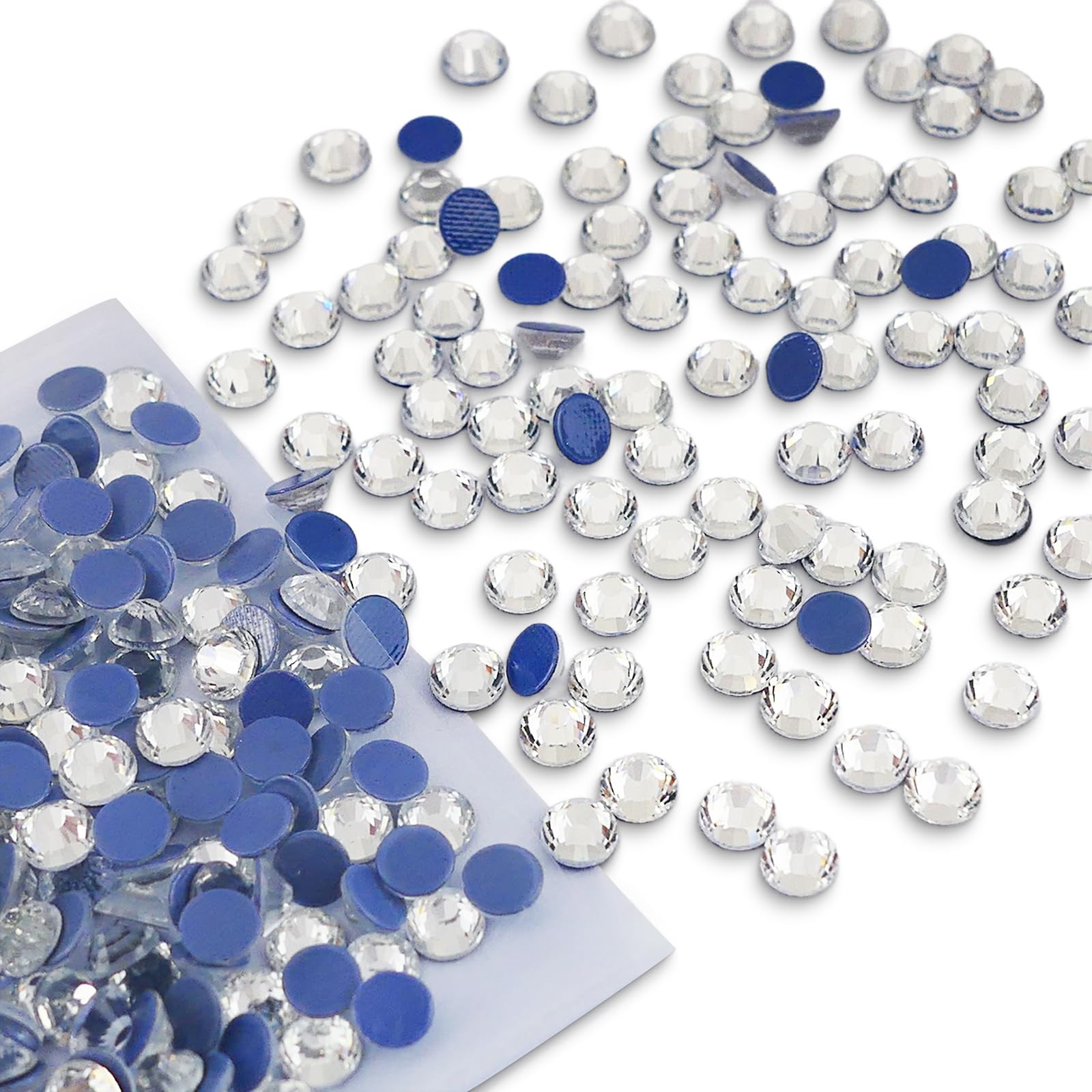 Queenme 576pcs SS30 Clear Hotfix Crystals Mixed Size Flatback Rhinestones for Clothes Shoes Crafts Hot Fix Round Glass Gems Stones Flat Back Iron on Rhinestones for Clothing 6MM