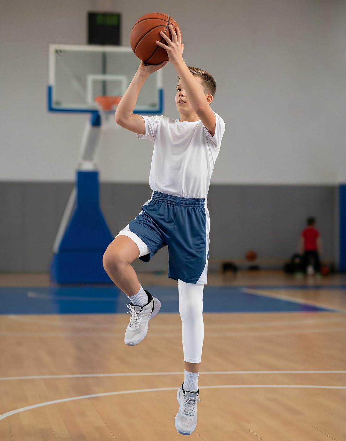 Youth Boys One Leg Compression Pants - Basketball 3/4 Single Leggings Sports Tights Kids Athletic Soccer Base Layer - Image 2