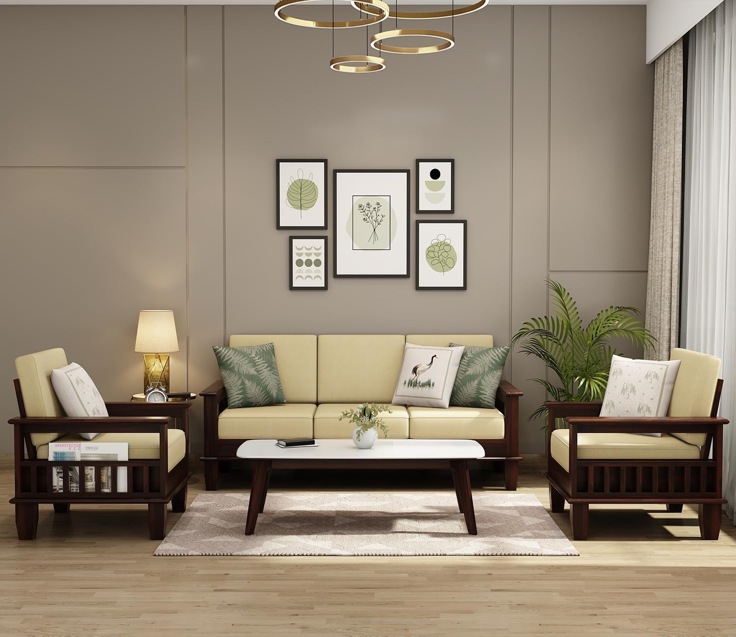 Sheesham Wood 5 Seater Sofa Set for Home Living Room Office || 3+1+1 Solid Wood Sofa Sets Wooden Sofa Sets 5 Seater (Walnut Finish)-image-40