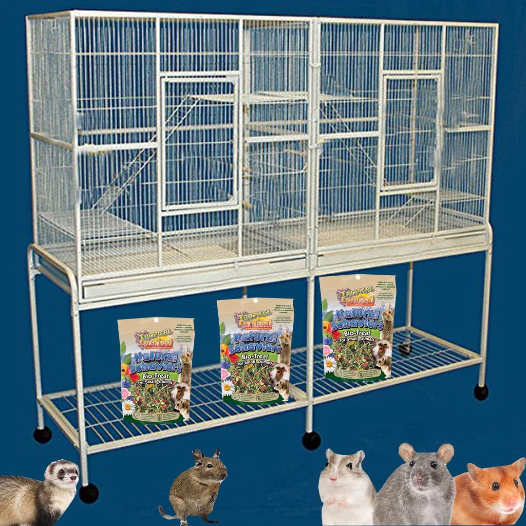 Large Classic in/Outdoor Guinea Pig Cage Rabbit Wooden Hutch on Rolling Wheels Cat House with Ramp and Hideout Room Small Animals Home with Not Leakage Pull Out Tray x 56" Height on Wheels