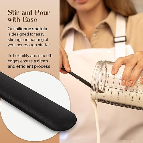 Miniatura 5 de Kit de tarro básico de masa madre con tarro de vidrio de 34 onzas, tiras de termómetro adicionales y cubiertas transpirables incluidas en el kit de