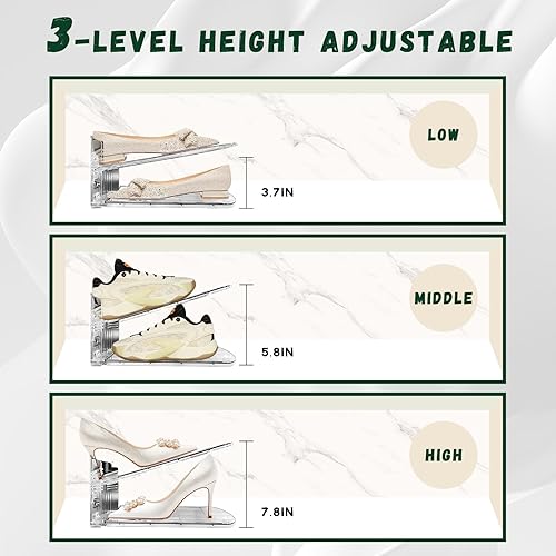 Miniatura 3 de FENRUNXU Organizador de ranuras para zapatos para armario, paquete de 12 estantes de acrílico para zapatos, organizador para armario, ahorro de