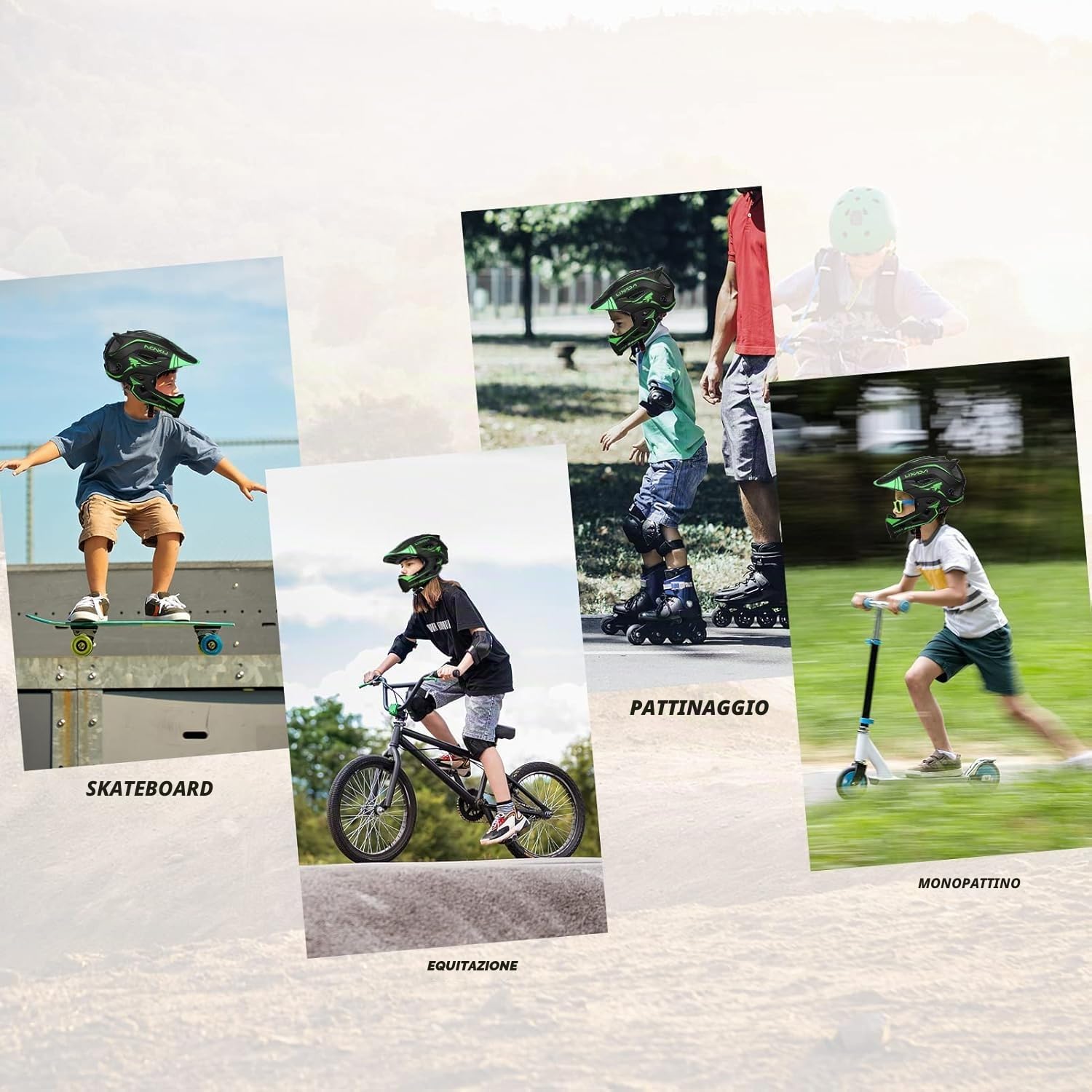 Lixada Casco Integrale per Bambini, Rimovibile per Bambini Ragazzi Ragazze Casco Protettivo per Ciclismo Skateboard Pattinaggio 52-56 cm