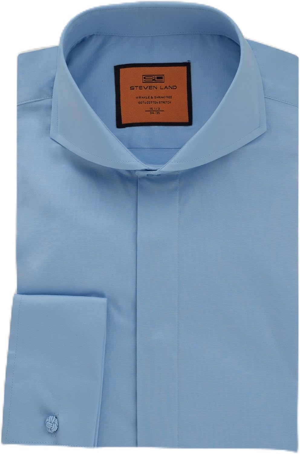 Steven Land Poplin Dress Shirt Hidden Placket 100% Cotton | Cutaway Collar | French Cuff Classic Fit