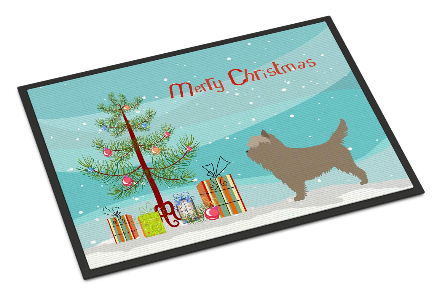 Caroline's Treasures BB8448MAT Cairn Terrier Christmas Doormat 18x27 Front Door Mat Indoor Outdoor Rugs for Entryway, Non Slip Washable Low Pile, 18H X 27W