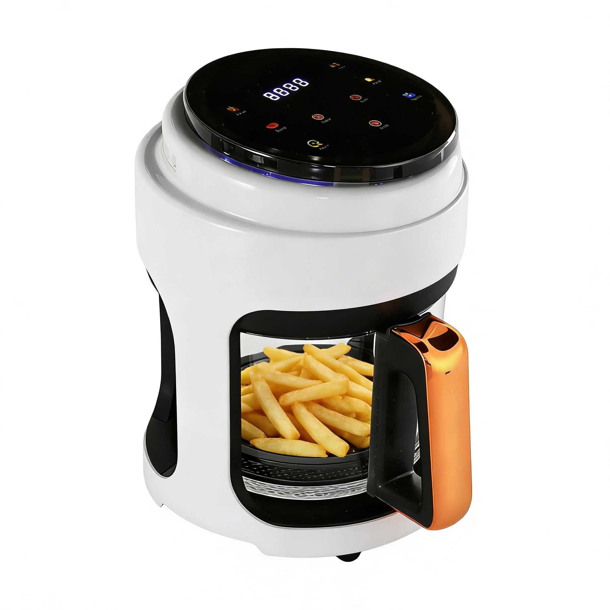 PERFERATE 4 23 Qt Glass Air Fryer 1000W Mini Airfryer with 360 Visible Frying Bowl Preset Cooking Modes