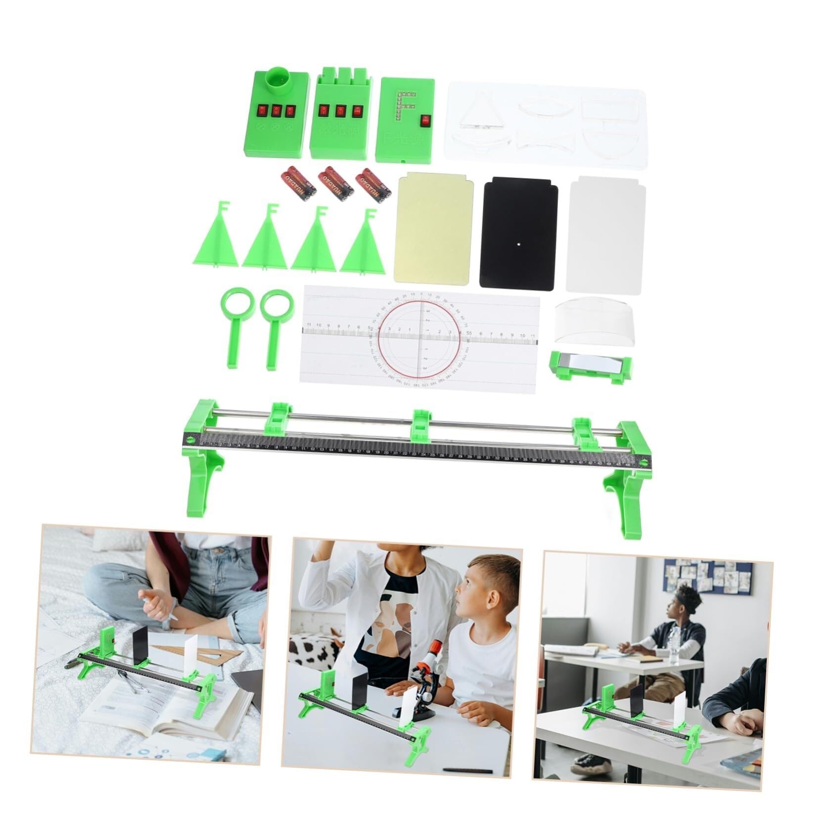 Optische Instrumente, Optik-Experimentierkasten, Lichtexperimentiergerät, Physikexperimentiergerät, Optik-Lernwerkzeug, Optisches Experimentiergerät, Optik-Lernkasten, ABS-Grün