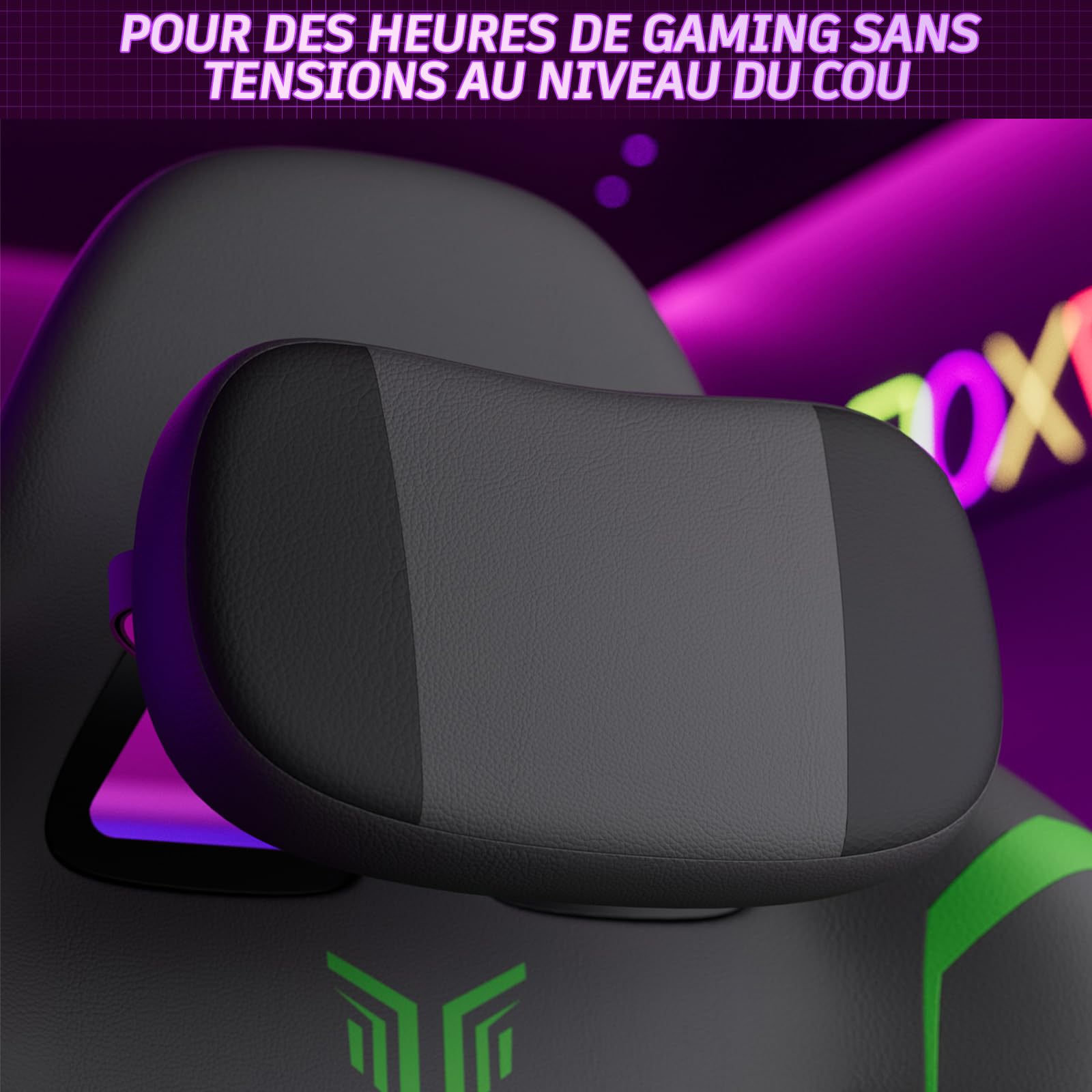 Soontrans Chaise Gaming Fauteuil Gaming avec Massage Lombaire Siege Gaming avec Repose-Pieds Rétractable et Oreiller Dossier Inclinable à 135 Charge 150 kg (Cuir Gris)