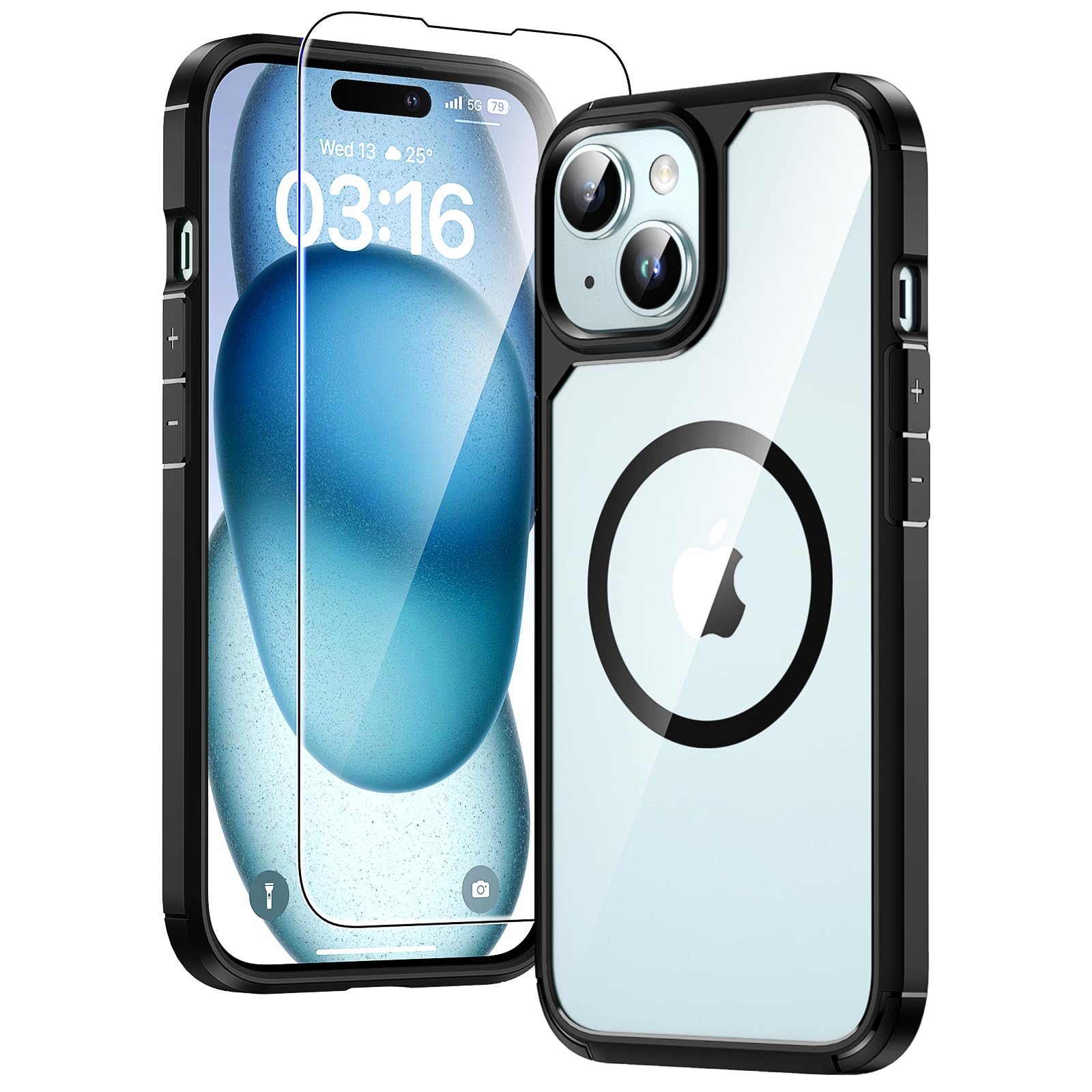 TAURI Funda para iPhone 13/iPhone 14, Compatible con MagSafe [No amarillea] con Vidrio Templado, Carcasa Nueva para iPhone 13/iPhone 14,Funda Ultra Fina antichoque - Transparente — view 12