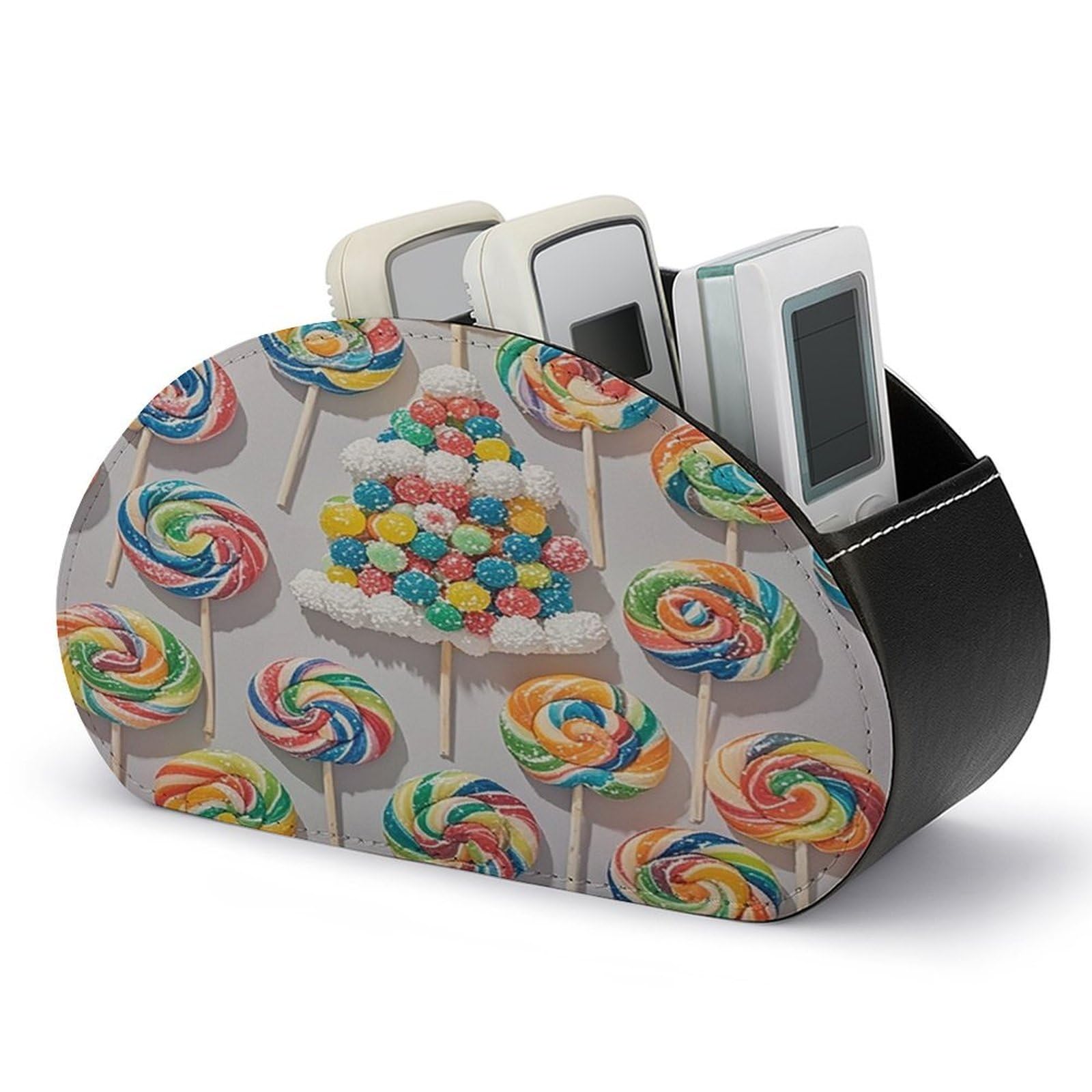 Organizador de mandos con 5 compartimentos de piel para mesa