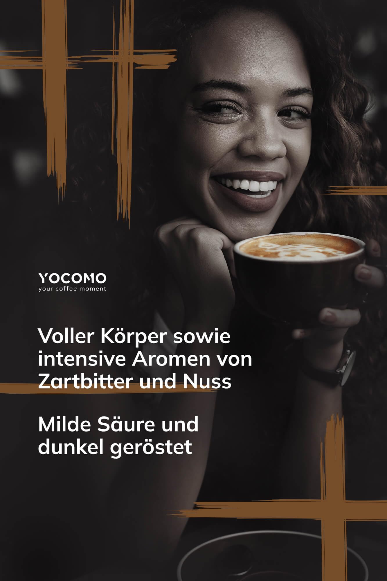 YOCOMO Pure Chocolate Espresso Roast (1kg) | Siebträgermaschinen, Kaffeevollautomaten & Espressokocher | Arabica Robusta | Wenig Säure | schokoladig, nussig | Säurearm | Ganze Bohne