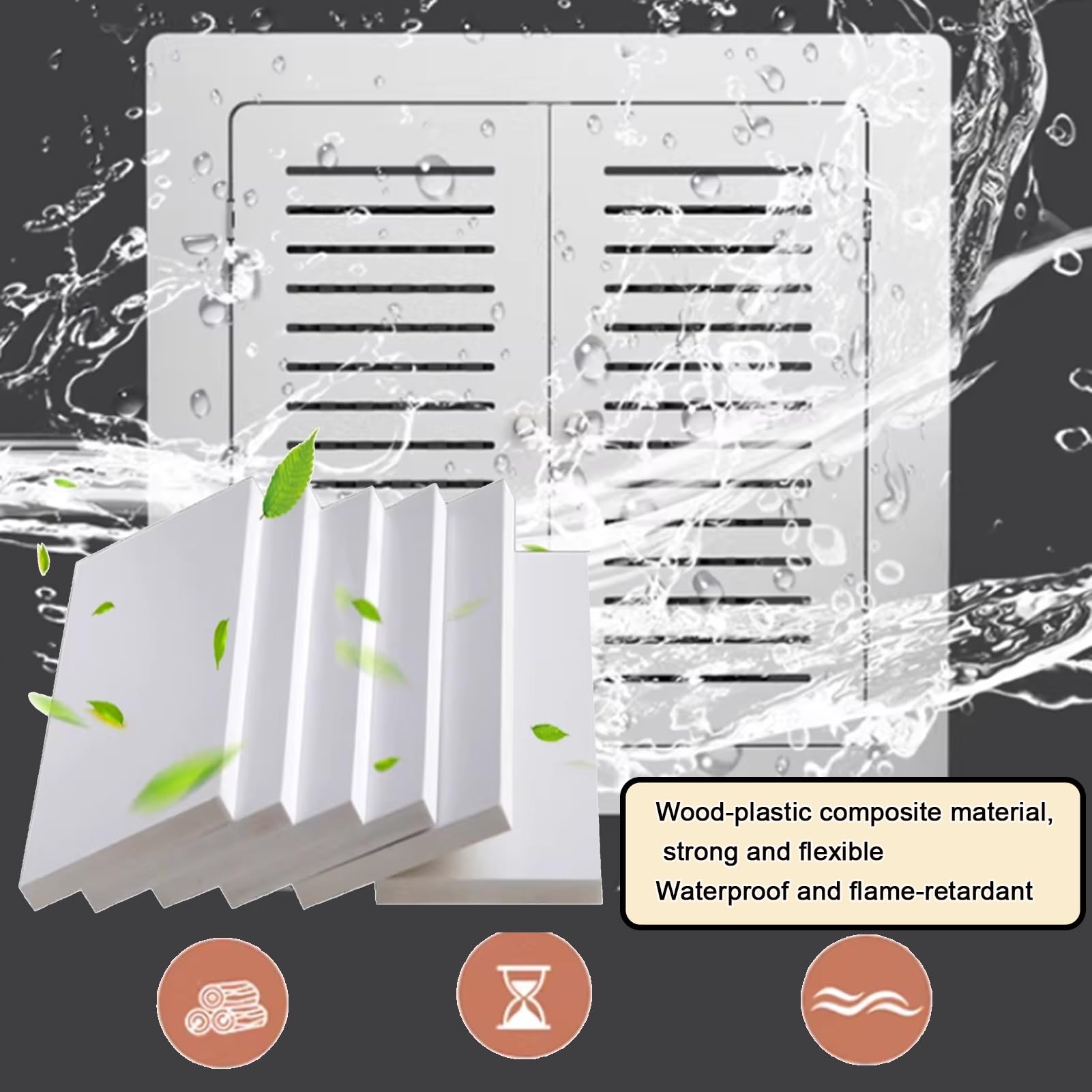 Rejilla de ventilación de calefacción por suelo radiante de 40 x 60 cm, filtro de aire para baño, puertas dobles de madera, ocultas, tuberías, caja eléctrica, cubierta de conducto, elegante accesorio