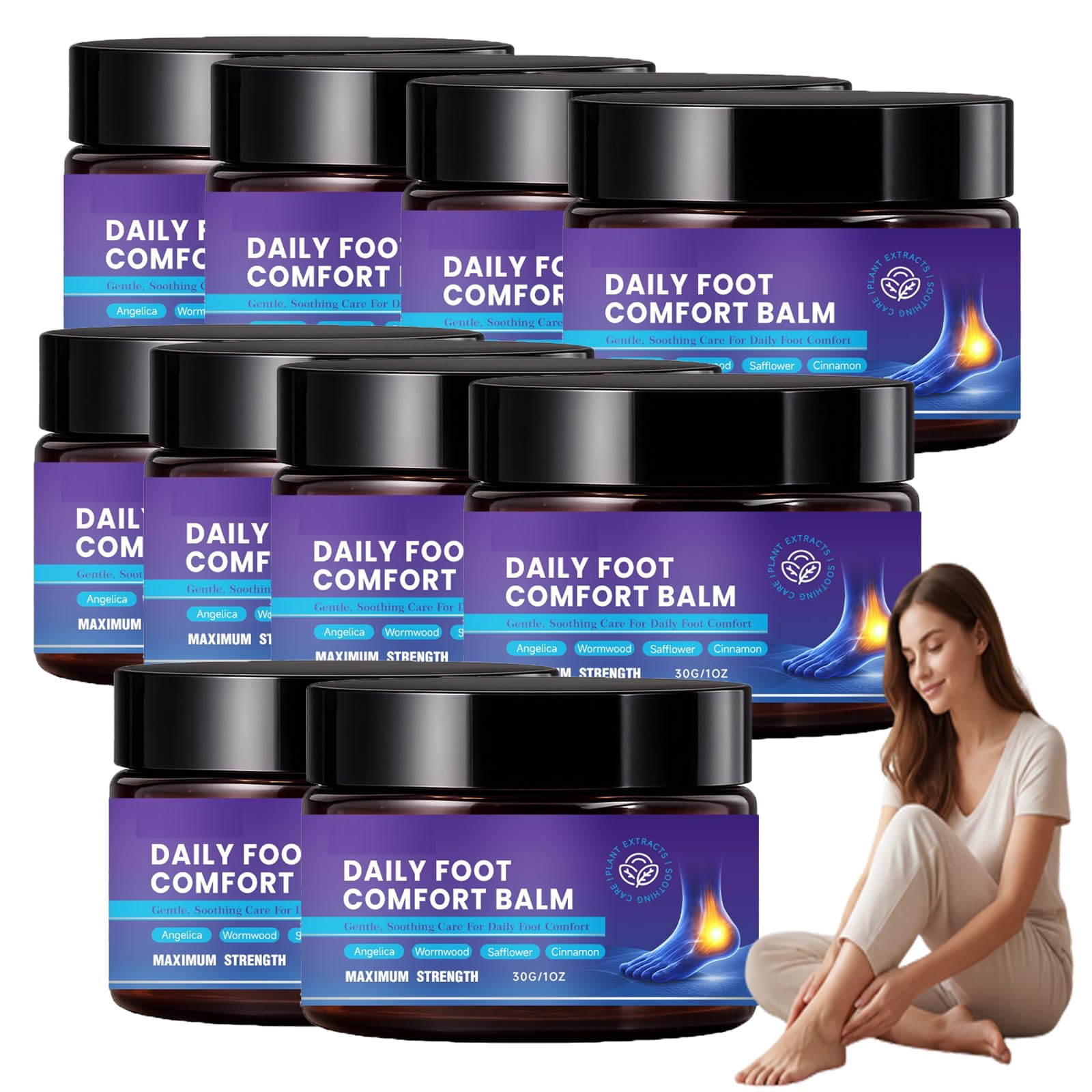 Foot Comfort Balm, Natural Foot Soothing Balm, crema idratante per i piedi, crema idratante per la cura dei piedi, per pelle secca screpolata, sollievo dalla pressione, 30 g (10 pezzi)