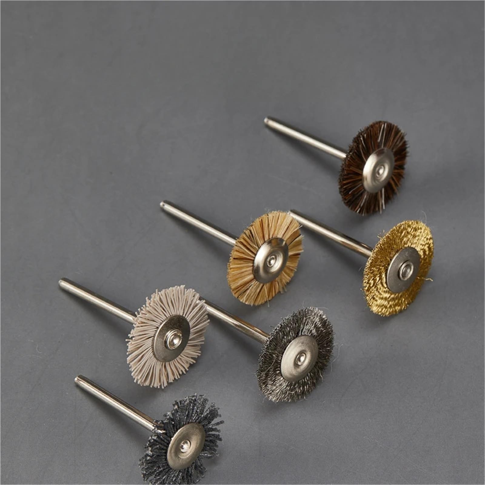 Brosse Metallique Jeu de Mini brosses métalliques, for le nettoyage l'artisanat antirouille, roues polissage en forme T, à poils laiton, arbre 3mm pour Visseuse Perceuse(50pc(wool and 25T ))