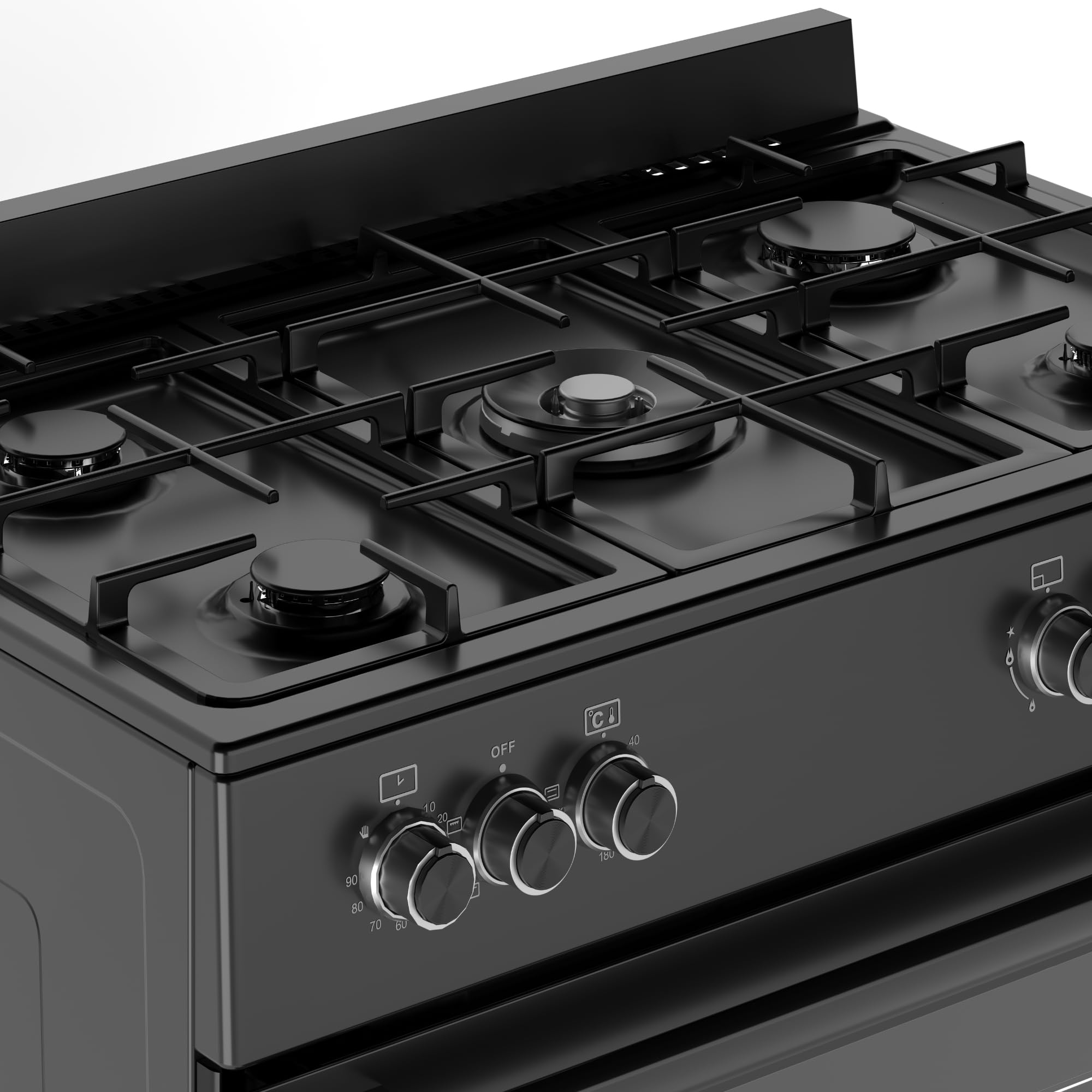 HYE Cooker - Gas Cooker, Versatile 5 Burner Gas Hob, Electric Oven, Smart Digital Controls, 90cm Width, Freestanding Design, Matte Black, Perfect For Busy Family Kitchens & Larger Homes - C01FS90G18 — view 6