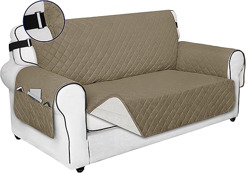 Miniatura 30 de PureFit Funda de Sofá Reversible Resistente al Agua para Sofá de Dos Plazas, Funda de Muebles Lavable a Máquina con Espuma Antideslizante y Correa
