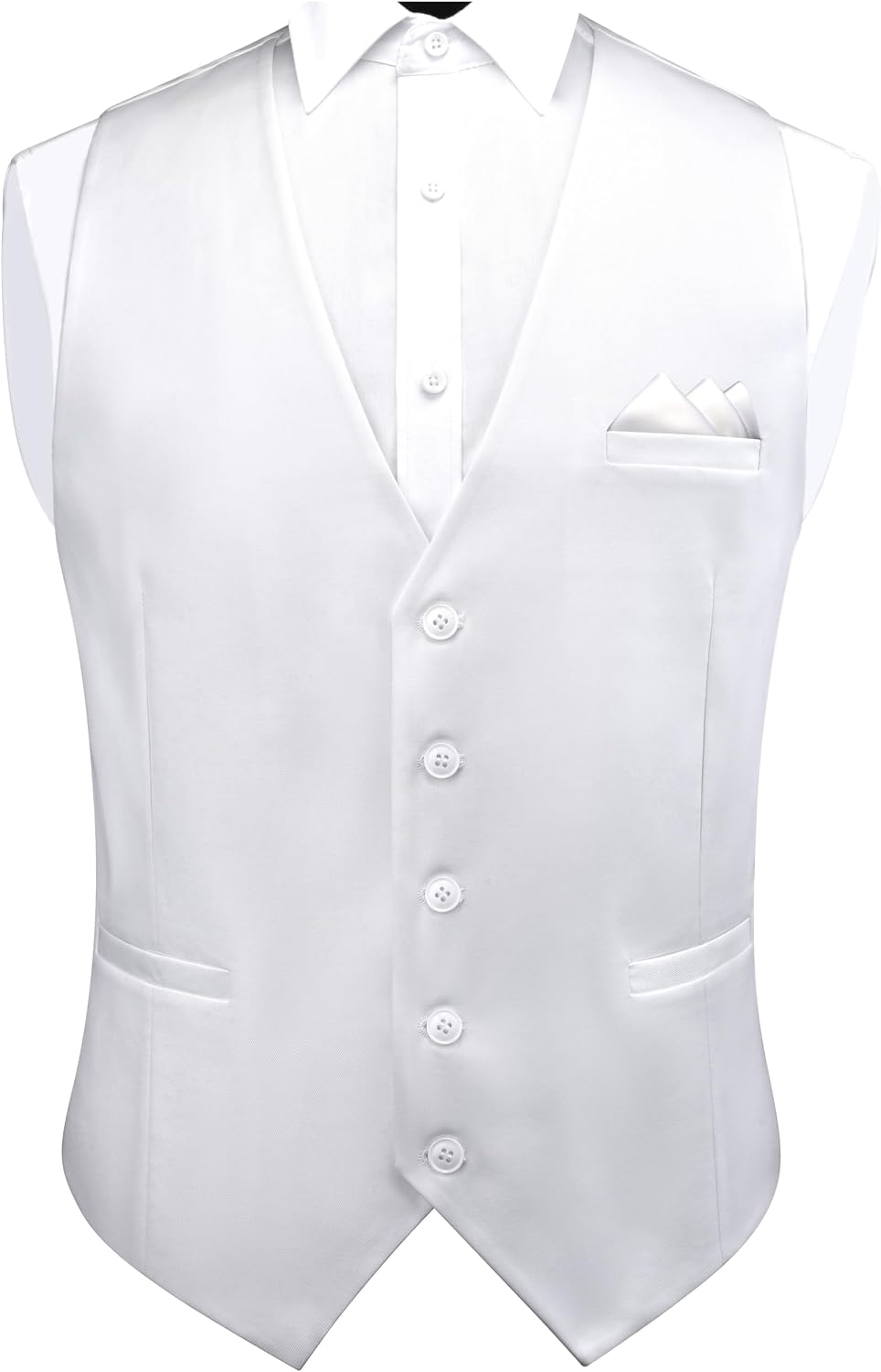 GUSLESON Men's Suit Vest and Pocket Square Set Business Formal Dress Waistcoat Vest with 3 Pockets