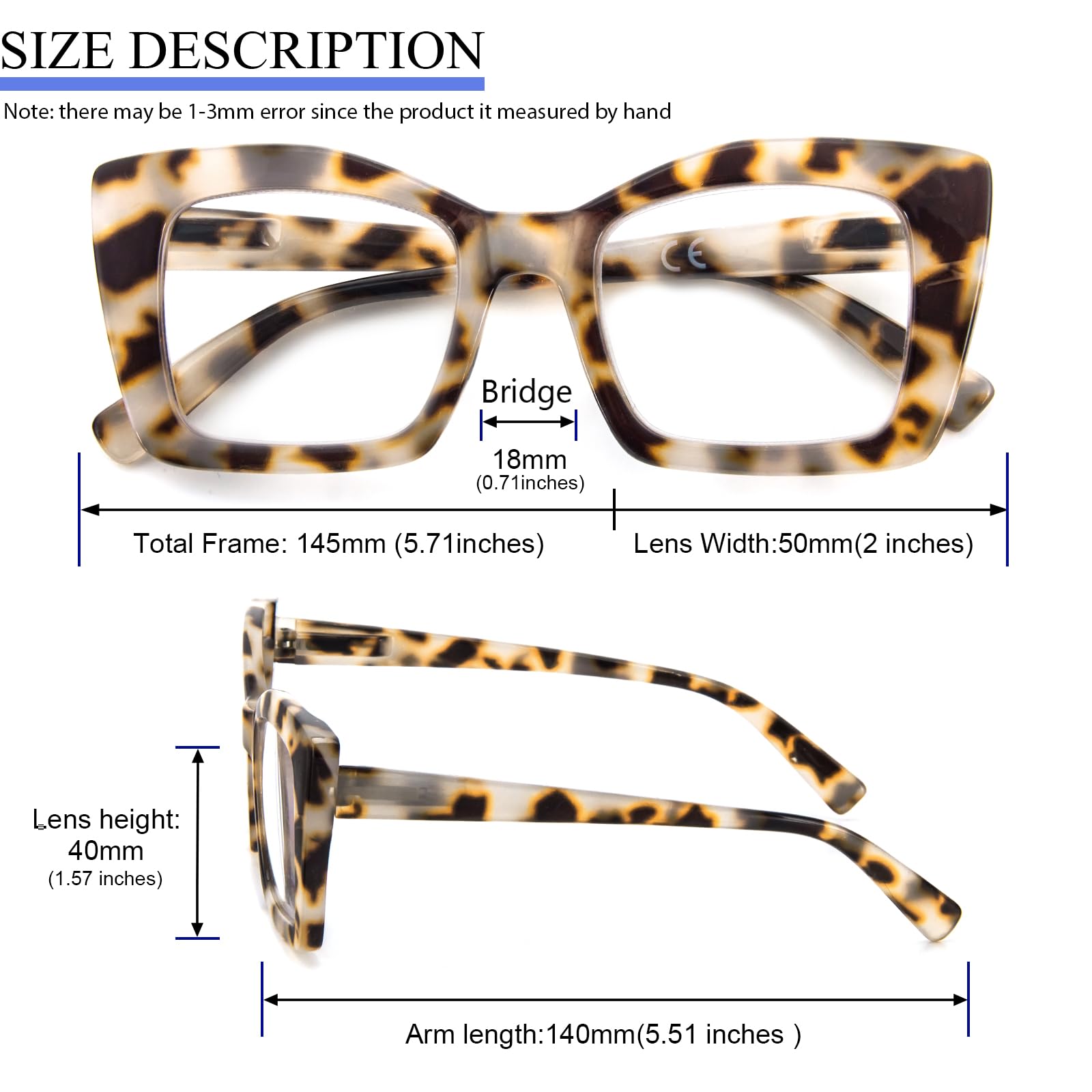 MMOWW Paquete de 2 gafas de lectura de gran tamaño para mujeres con montura cuadrada, estilo de moda, anti luz azul para mujeres y hombres +2.0