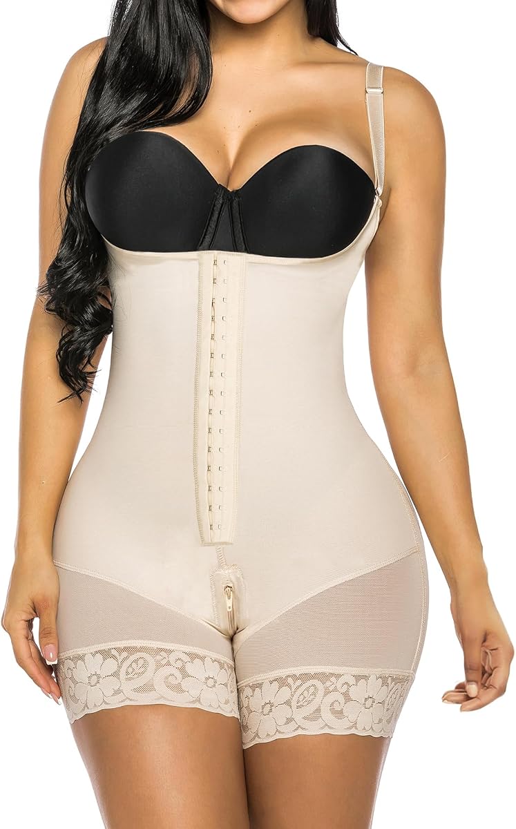 YIANNA Fajas Colombianas Shapewear for Women Tummy Control Post Surgery Compression Garment with Zipper Crotch