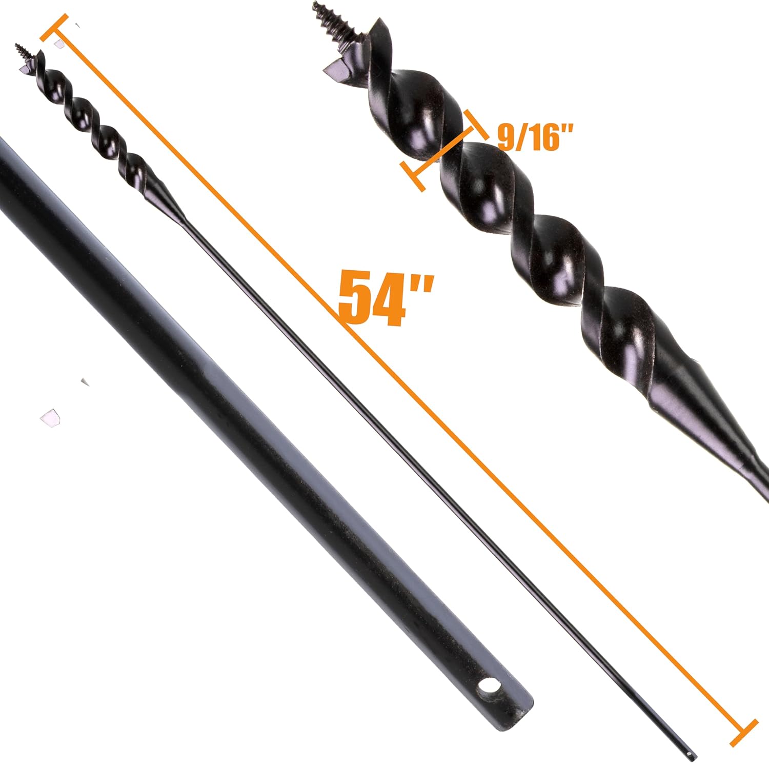 Flex Installer Drill Bit Fish Bit Self Screw Point for Pulling Line Through Tight Spaces 9/16 in. x (4.5 FT) 54 in. Extra Gift C