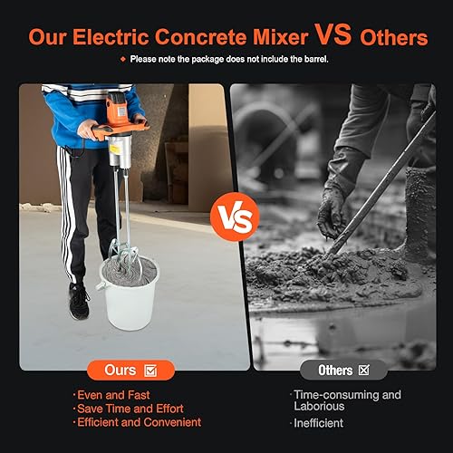 Miniatura 2 de Mezclador eléctrico de mortero, mezclador de mortero de doble paleta de 1800 W, doble velocidad de engranaje alta y baja, lechada de cemento de