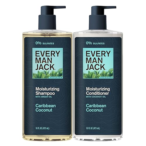 Every Man Jack Juego de champú y acondicionador para hombre, coco caribeño, fabricado con ingredientes hidratantes alimentados por plantas como
