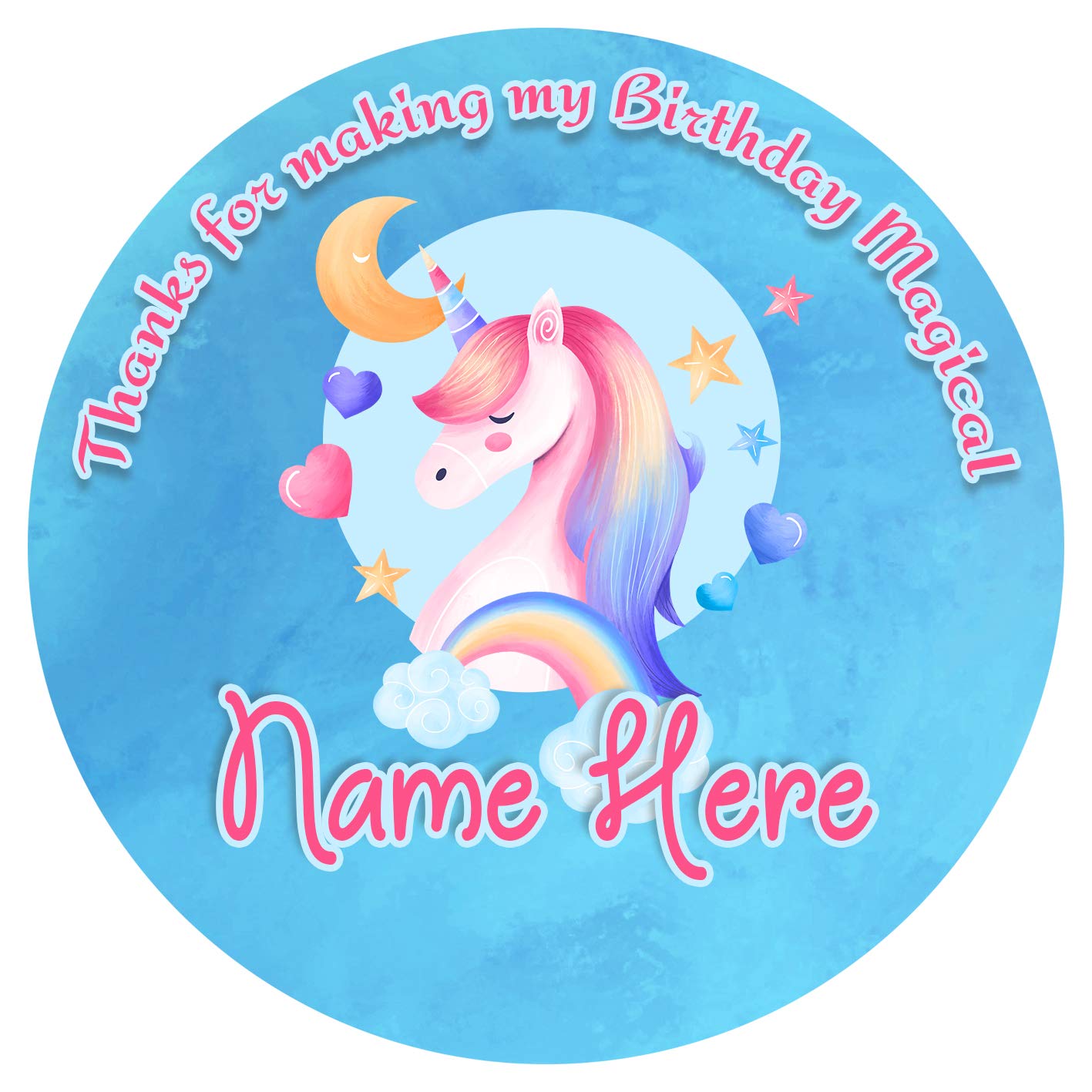 24 Personalised Unicorn Birthday Stickers – Thank You For Coming To My Party – Giggle Amore 4 thumbnail image