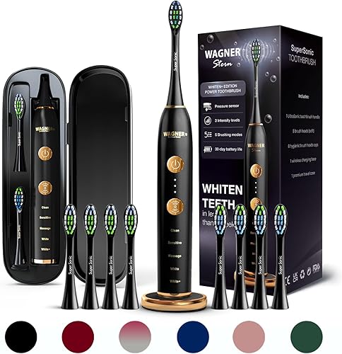 Wagner Stern Edición WHITEN+. Cepillo de dientes eléctrico blanqueador con sensor de presión. Ofrece 5 modos de cepillado, 3 intensidades, 8