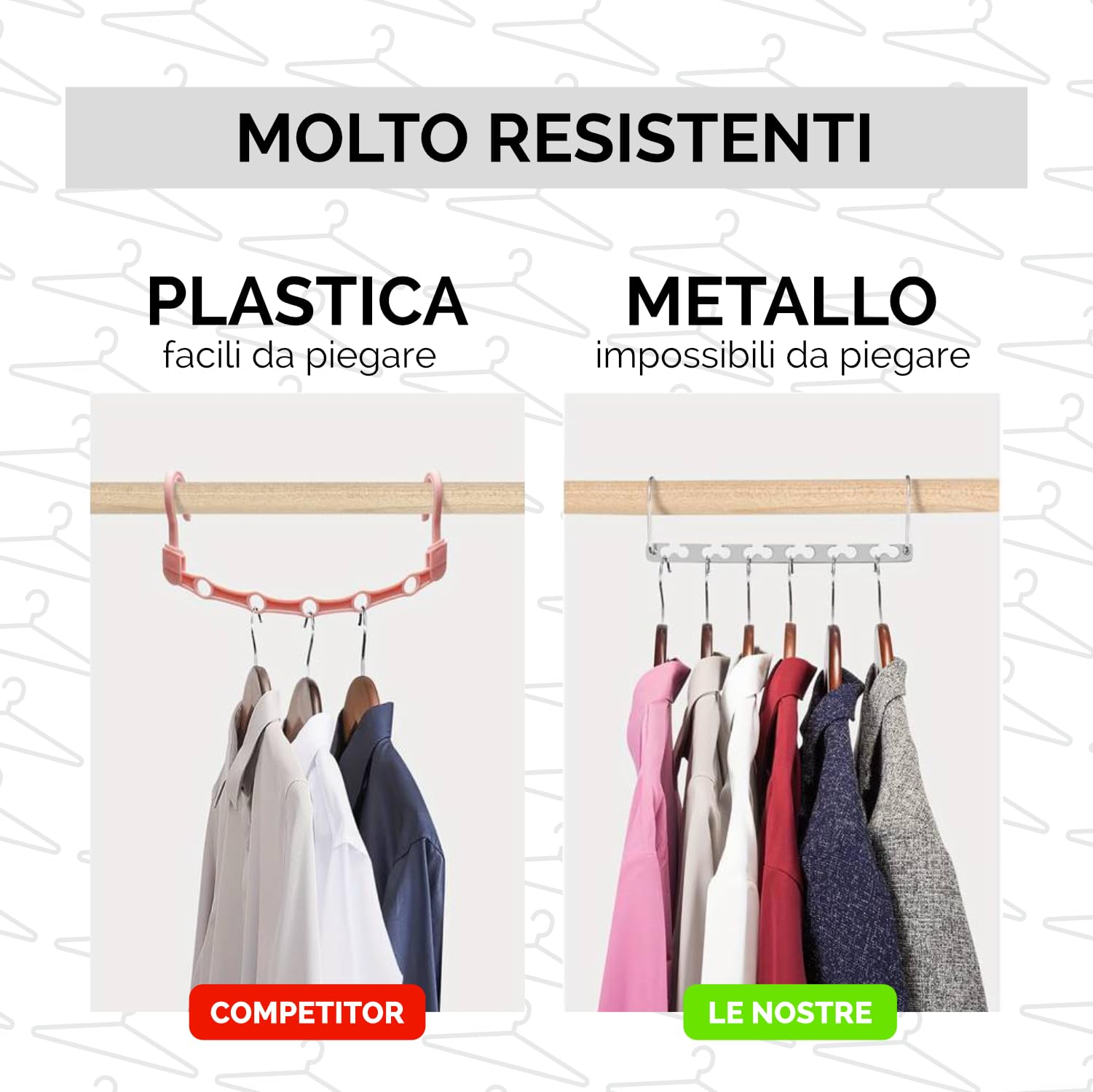 Confezione da 10 grucce magiche per guardaroba, organizer