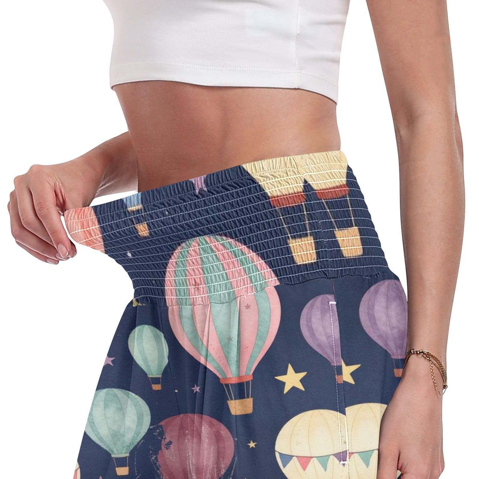 Balloon Night - Pantalones largos casuales para mujer, ligeros, elásticos, ropa de descanso casual