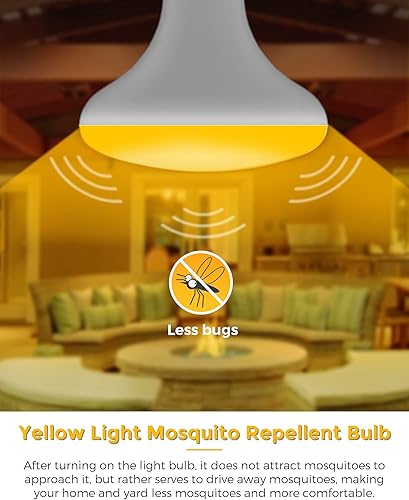 Miniatura 5 de BR30 Bombillas LED amarillas para exteriores, equivalente a 65 W, bombilla amarilla ámbar de 11 W, luces LED de inundación que no atraen insectos,