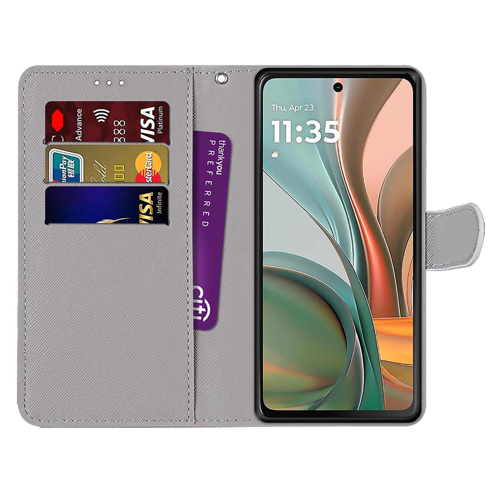 Custodia Portafoglio Per Motorola Moto G75: Pelle Con Carte E Chiusura Magnetica Farfalla