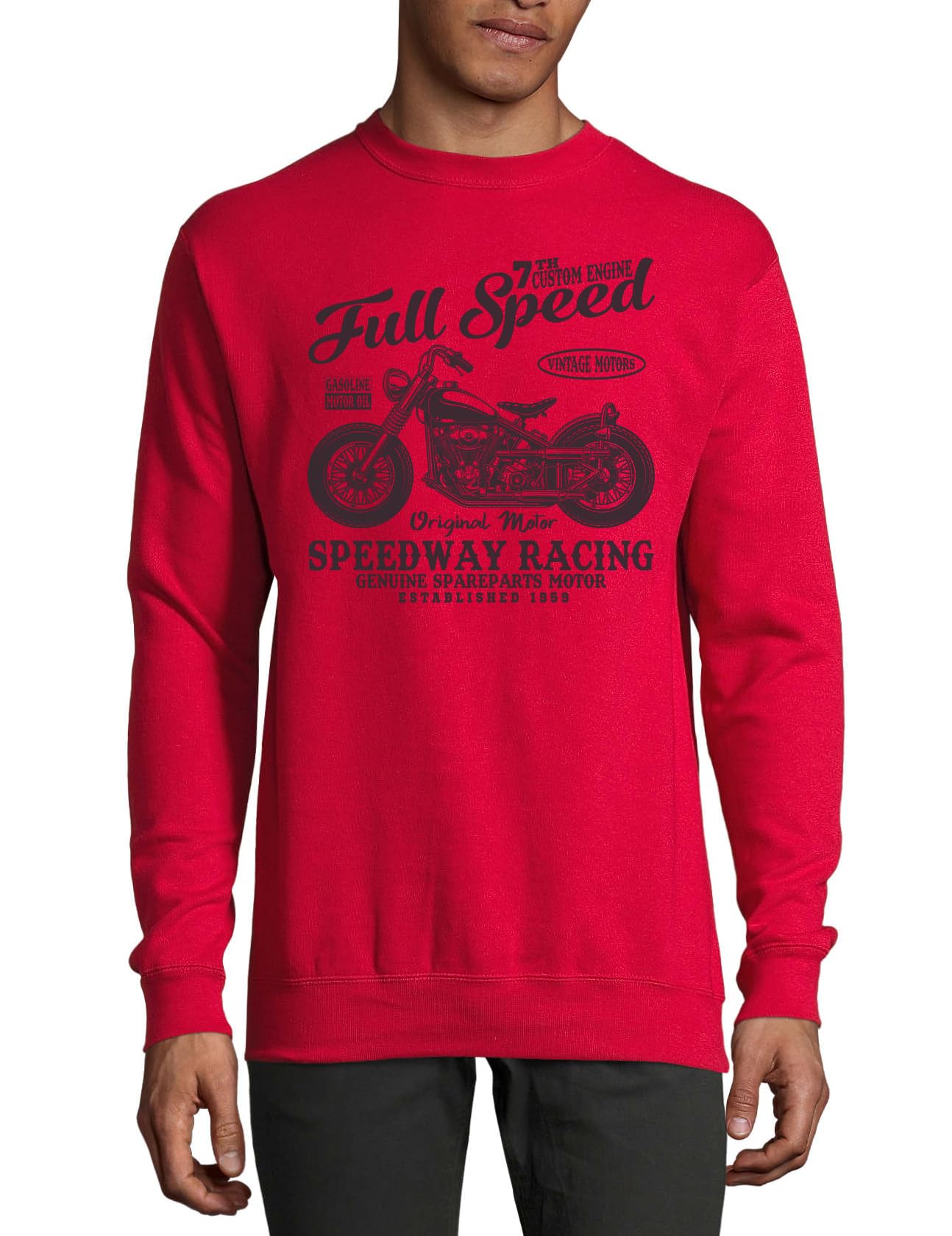 Pull en coton pleine vitesse rouge 7th Custom Engine pour homme - 3