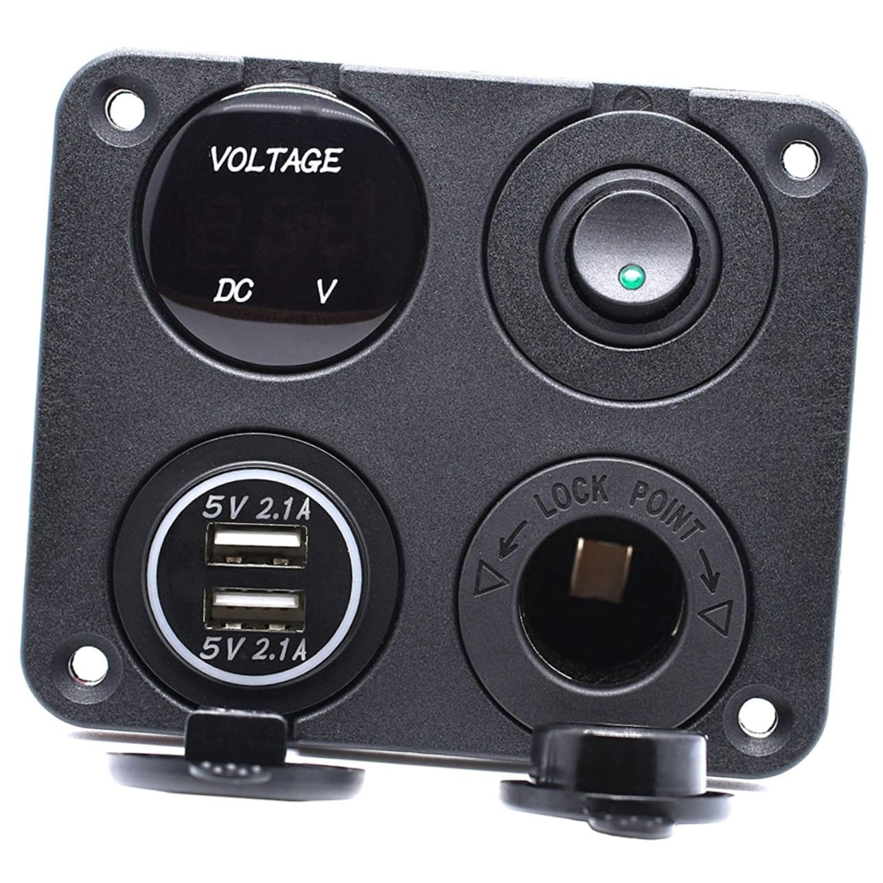 Gatuida Voltmetro USB 3 Pezzi 4 1 Presa Auto Accendisigari Auto Interruttore Dell'auto Presa Di Ricarica Usb Presa Per Caricabatteria Da Auto Caricabatterie Voltmetro