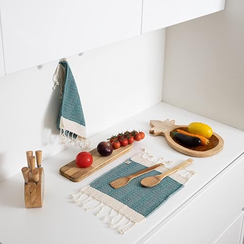 Miniatura 4 de SMYRNA TURKISH COTTON Paquete de 6 paños de cocina de la serie Herringbone, 100% algodón, de 12 x 12 pulgadas, lavables a máquina, suaves,