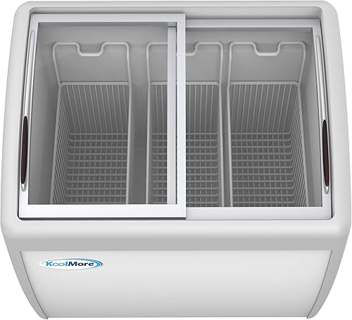 Vista 57 de KoolMore - Vitrina comercial para congelador de helados MCF-6C, congelador superior de vidrio con 2 cestas de almacenamiento y tapa deslizante