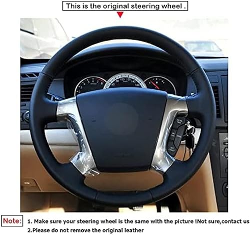 Miniatura 5 de DIY Hand-Stitched Black Leather Non-Slip Car Steering Wheel Cover Accessories,for Chevrolet Epica 2006-2013 Car Decor,Black