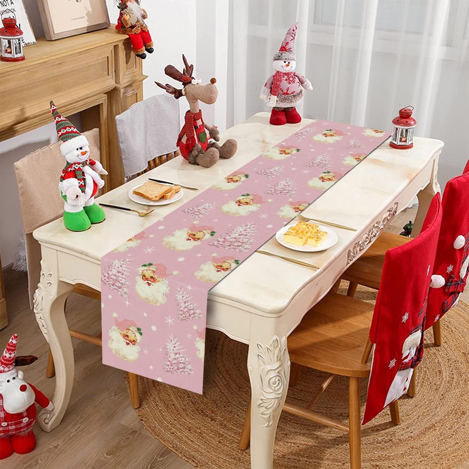Simhomsen Embroidered Pink Snowflakes Table Runners Egypt