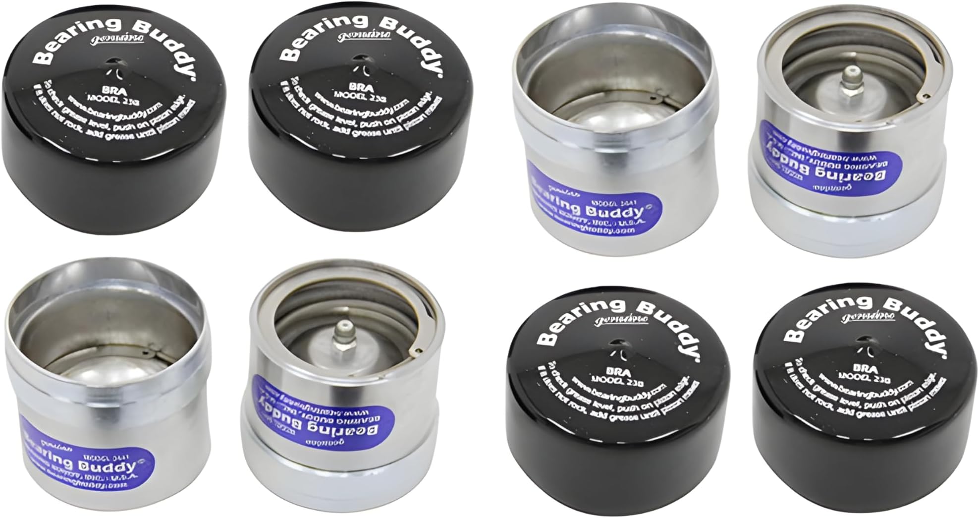 (4) 2.441" Chrome for Boat Trailer with Protective Bra - Wheel Center Caps 2441 (2 Pairs)