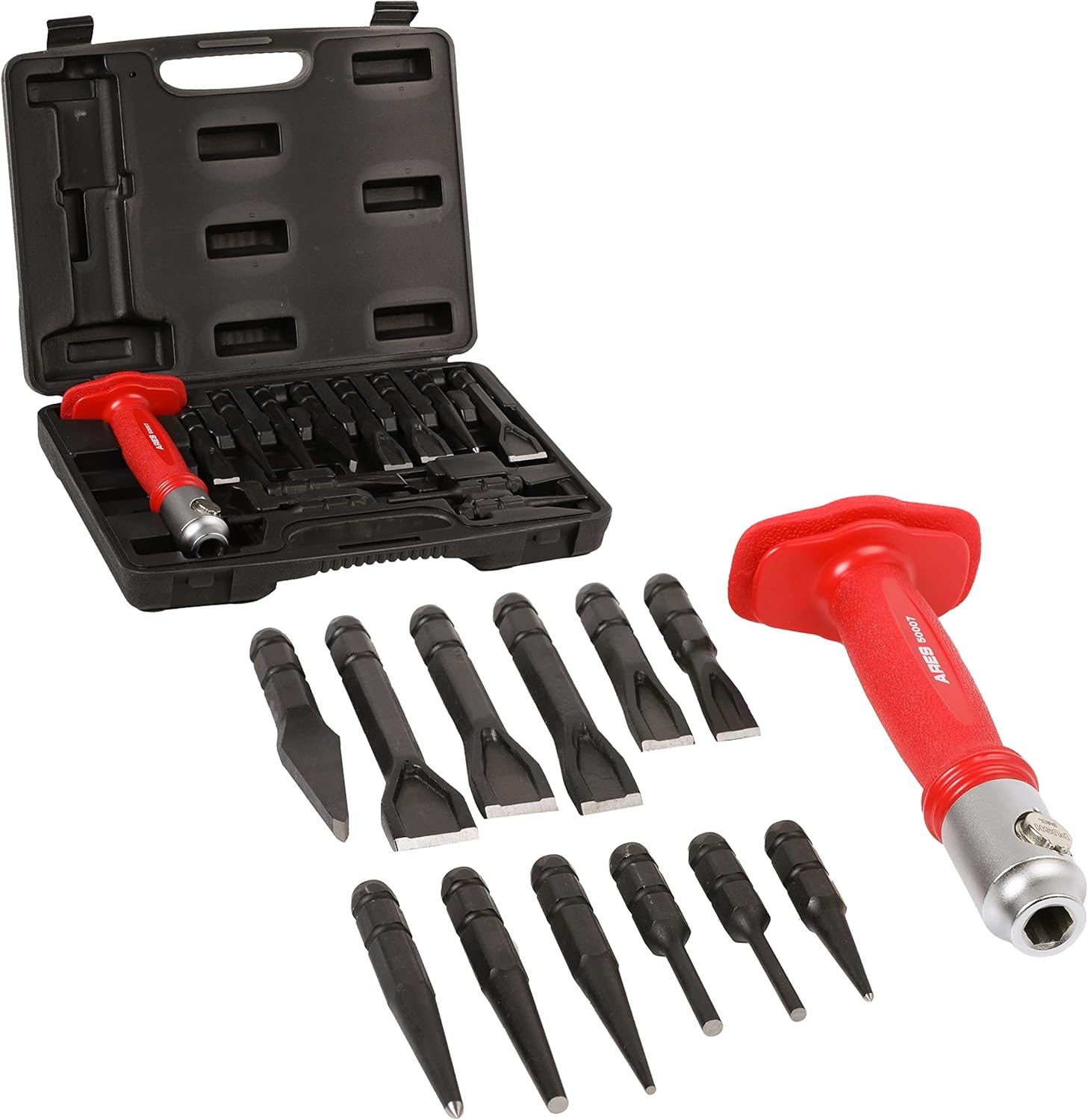 ARES 5000713Piece Interchangeable Punch and Chisel Set Includes 6 Chisels and 6 Punches