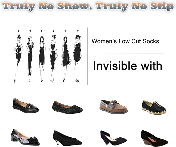 Women's No Show Liner Socks 8 Pack Low Cut Non Slip Footies Invisible Socks for Flat Boat